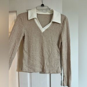 Collared tan Blouse
